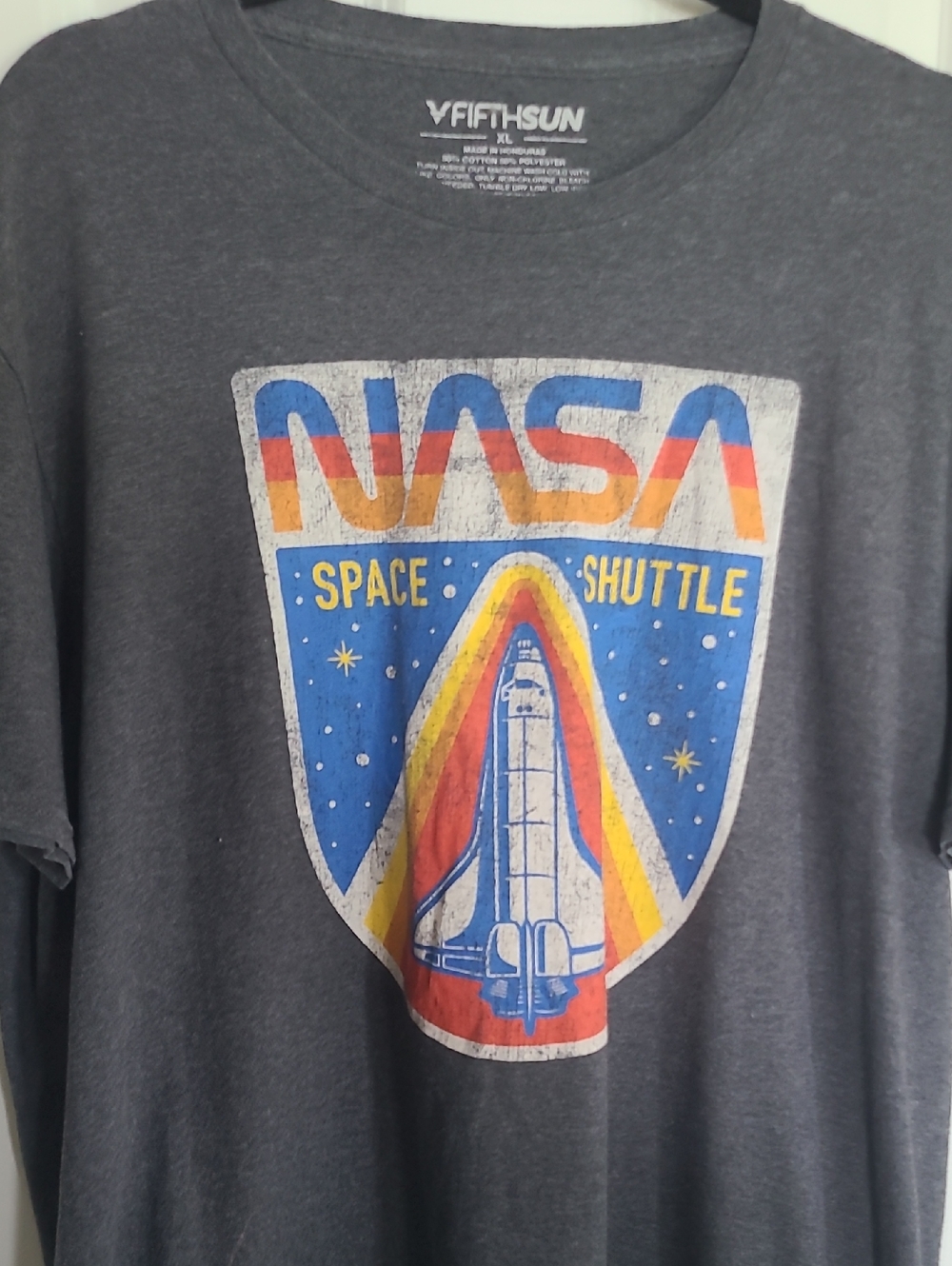 Fifth Sun Men’s Gray NASA Space Shuttle Graphic Tee with Blue & Red Accents - Picture 2 of 5